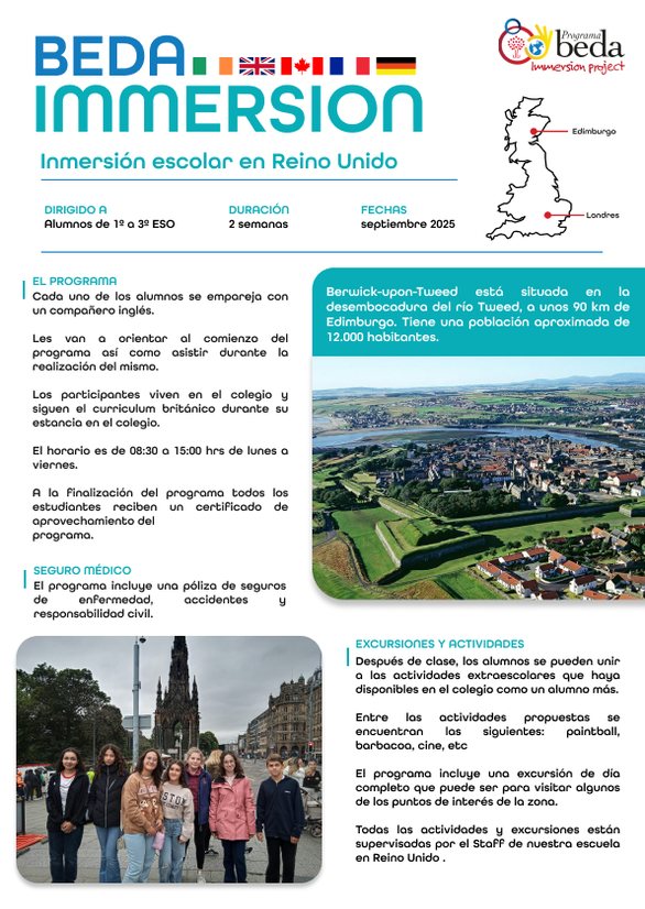 Ficha informativa: inmersión escolar en Reino Unido